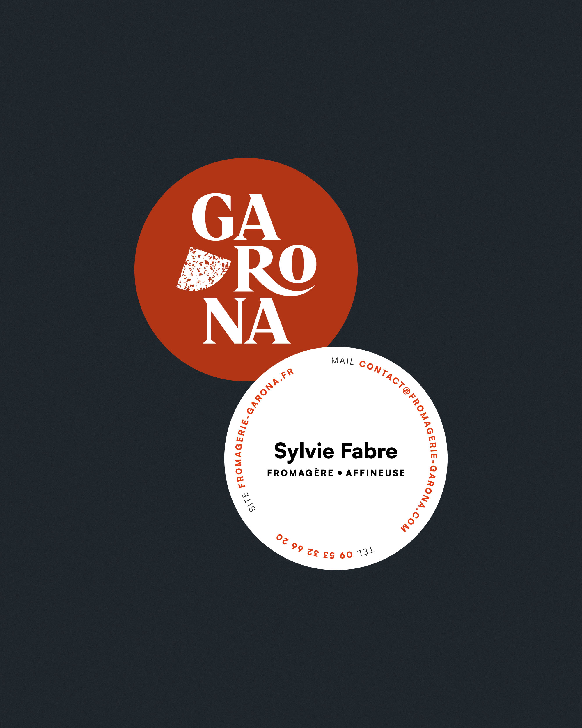 Carte de visite pour la fromagerie Garona