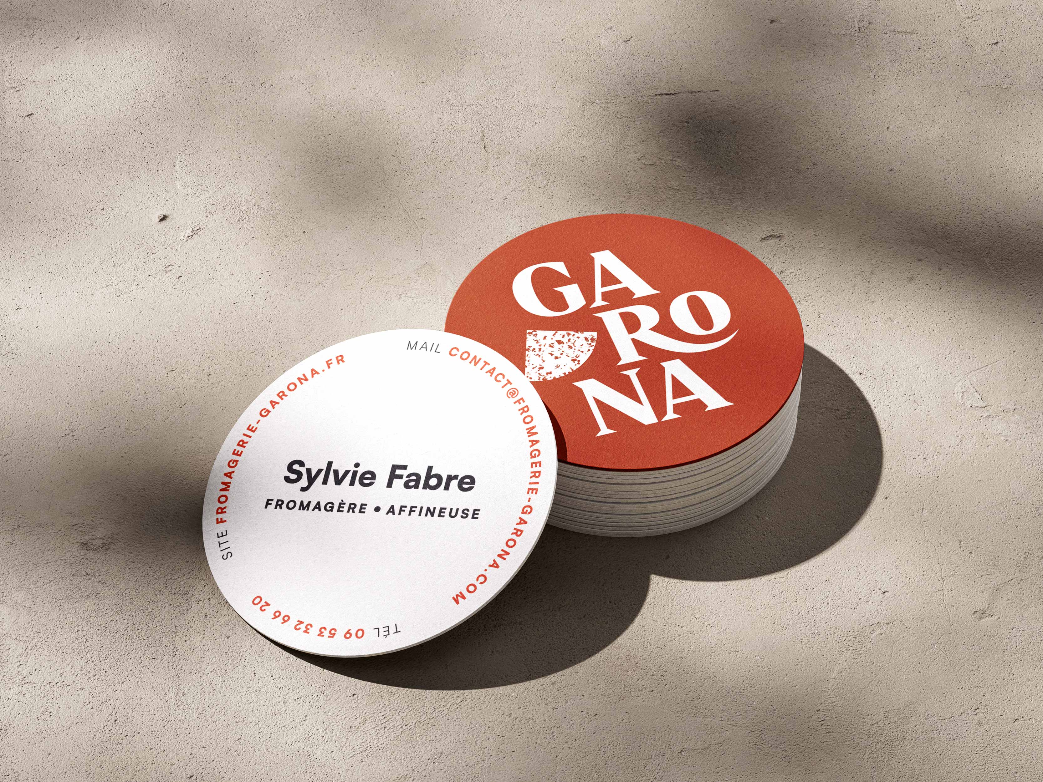 Carte de visite pour la fromagerie Garona