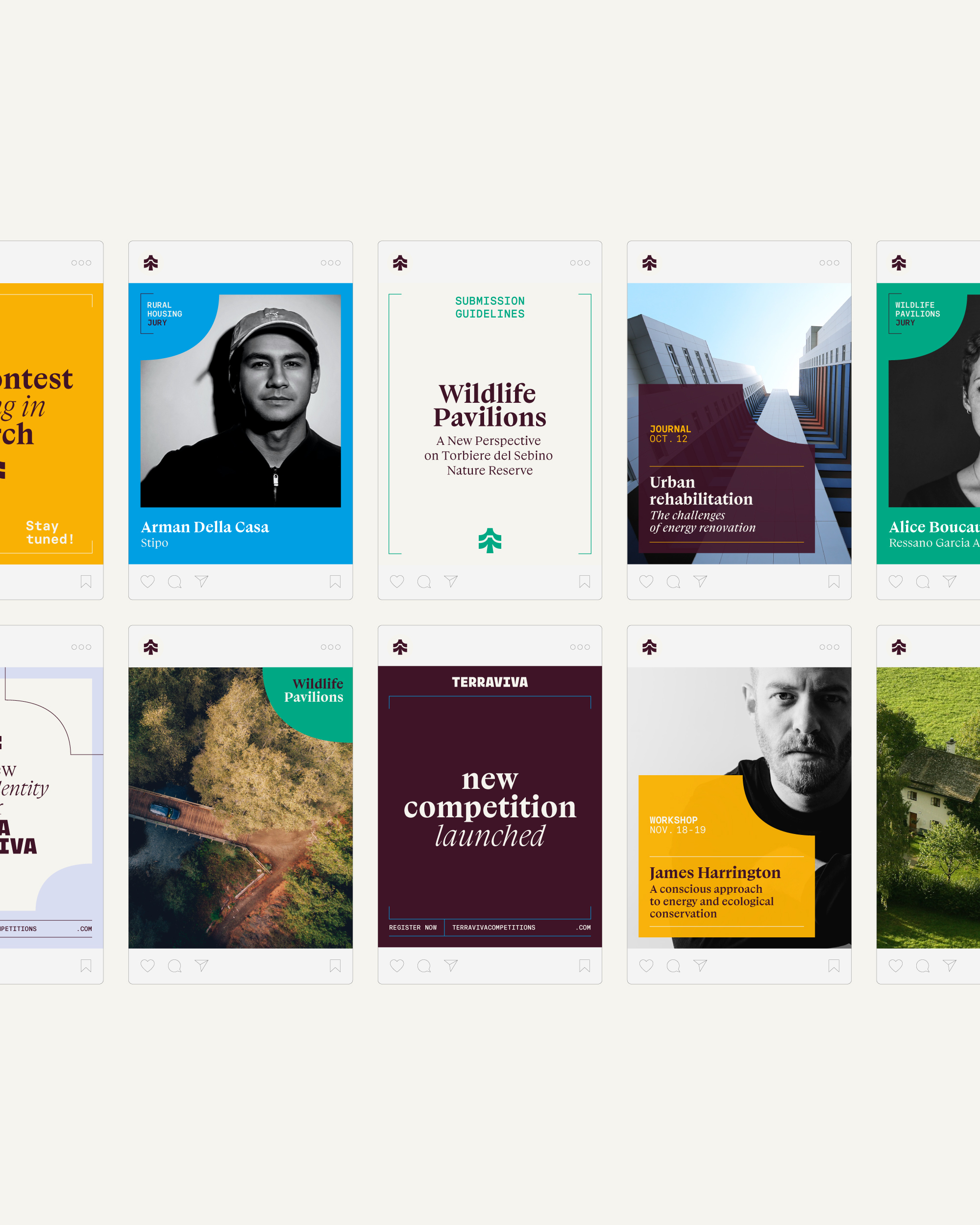 Posts Instagram avec l’identité visuelle pour TerraViva
