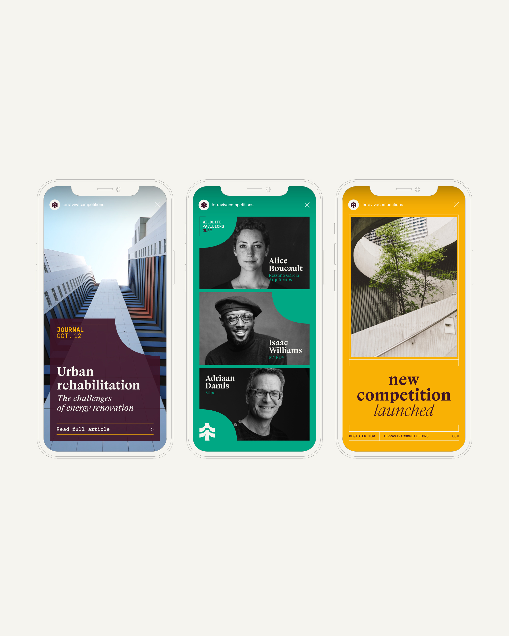 Stories Instagram avec l’identité visuelle pour TerraViva